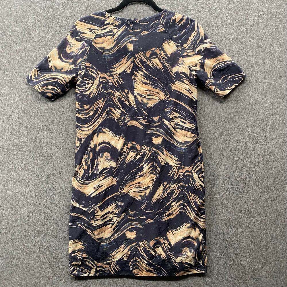 COS Cotton Silk Mod Abstract Artsy Print Sheath Dress Womens 4 Short Sleeve - Picture 2 of 13